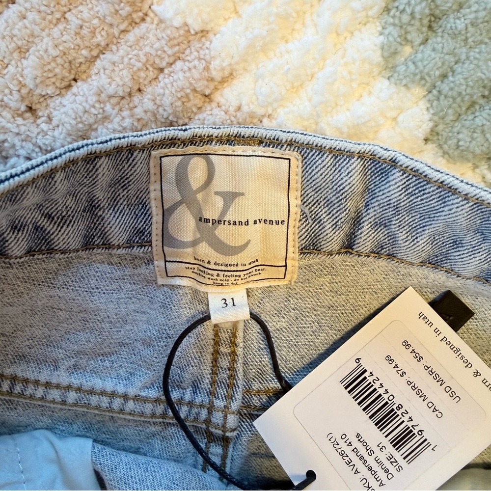 AMPERSAND AVE Light Blue Distressed High-Rise Denim Shorts - Picture 6 of 7